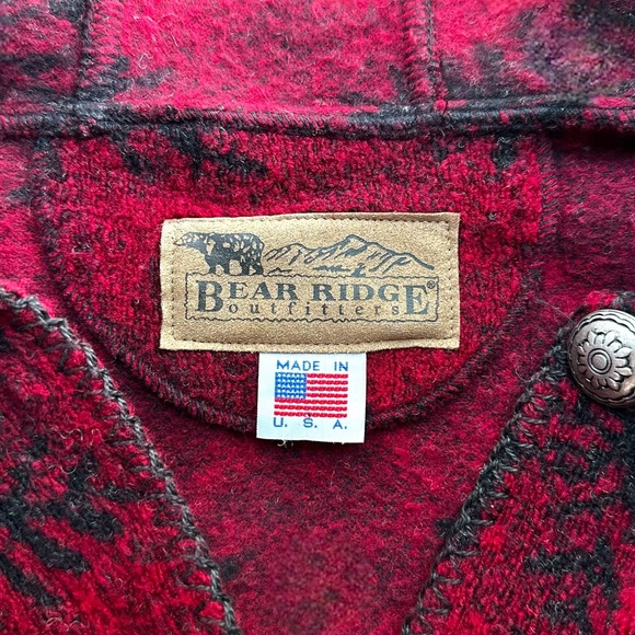 BEAR RIDGE OUTFITTERS | Vintage Wool Blend Hooded Poncho Cardigan Sweater Cape - Picture 4 of 4